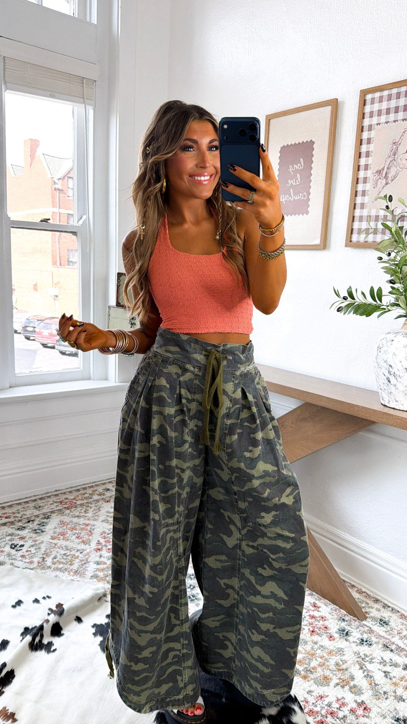 Floral Lace Halter Top, Terracotta