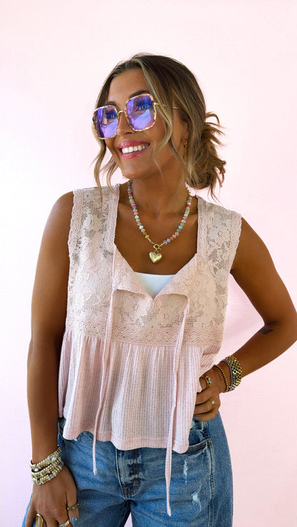 Breeze Bloom Tank Top, Blush