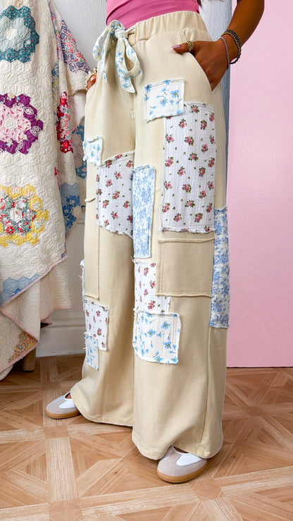 Honey Bun Patched Pant, Natural/Multi