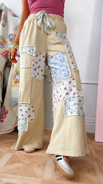 Honey Bun Patched Pant, Natural/Multi