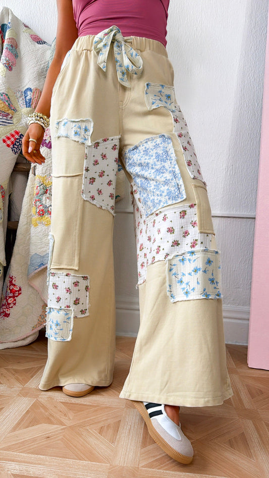 Honey Bun Patched Pant, Natural/Multi