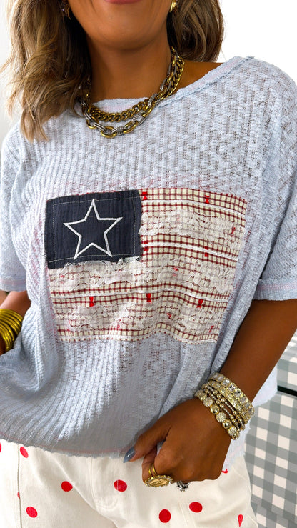 American Dream Knit Top, Powder Blue