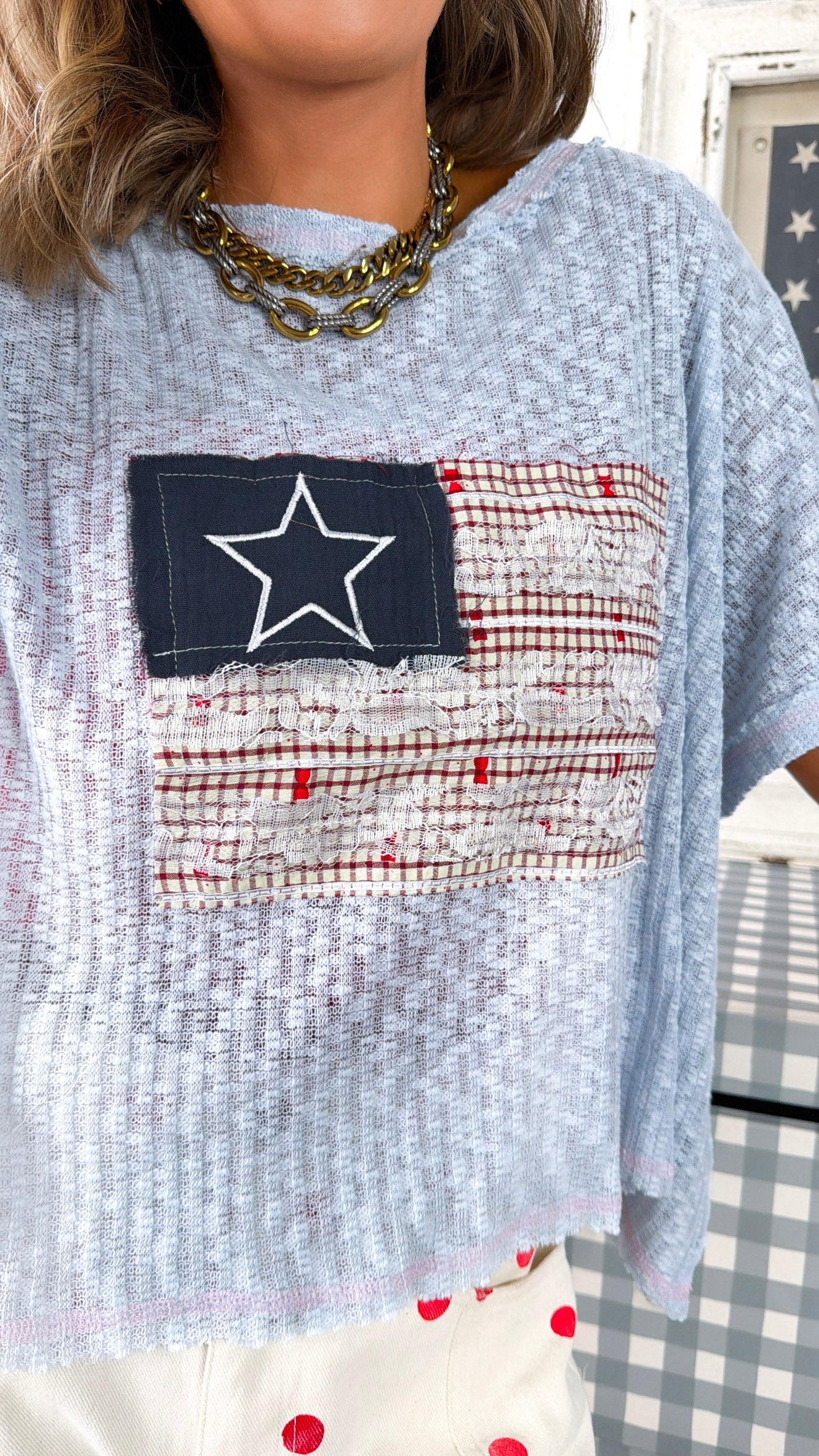 American Dream Knit Top, Powder Blue