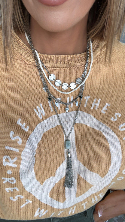 In The Mix Gemstone Necklace, Silver