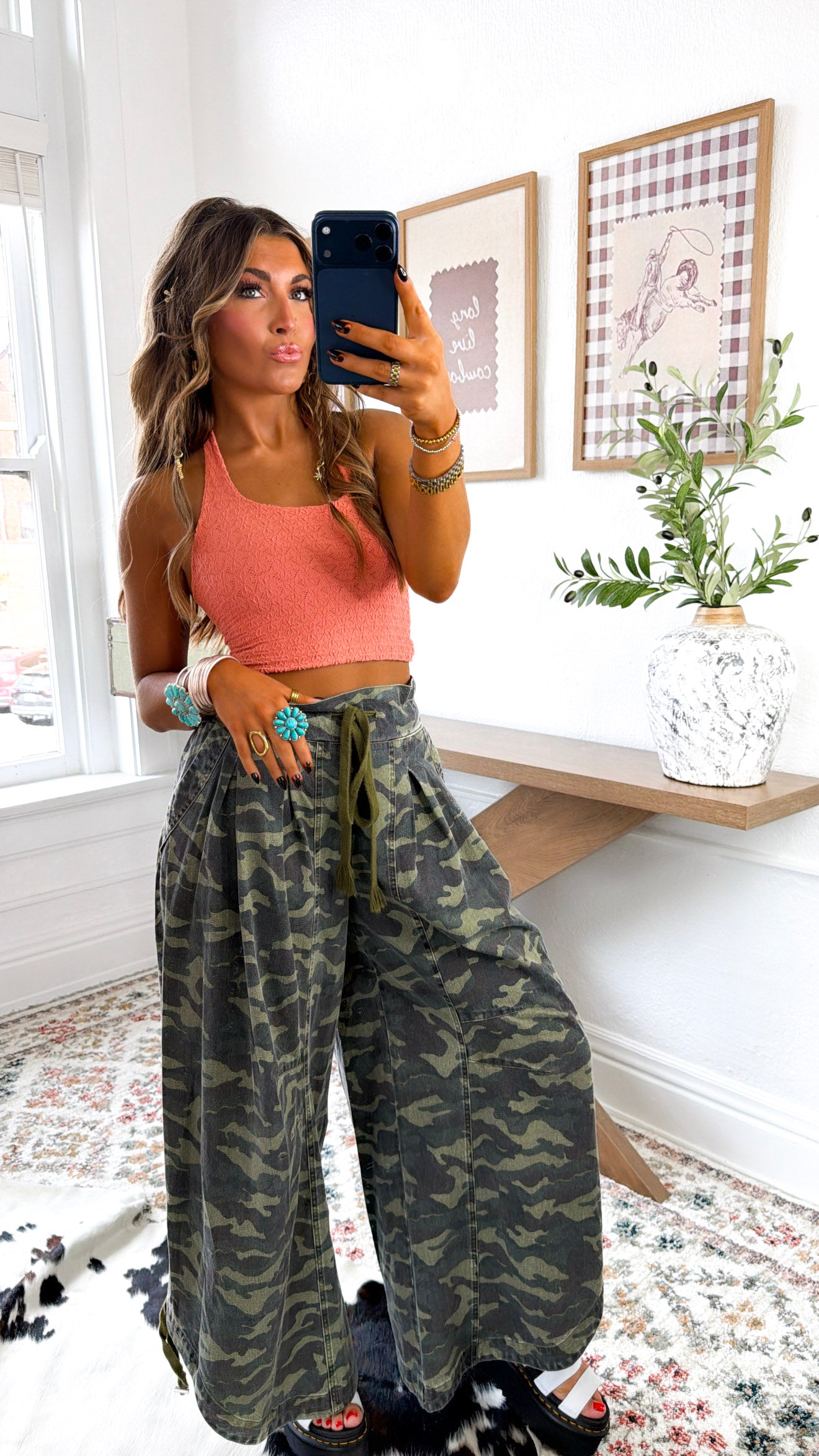 Floral Lace Halter Top, Terracotta