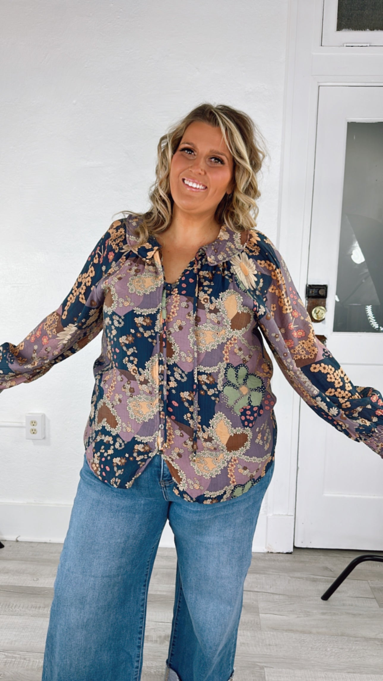 New Groove Floral Printed Top, Purple