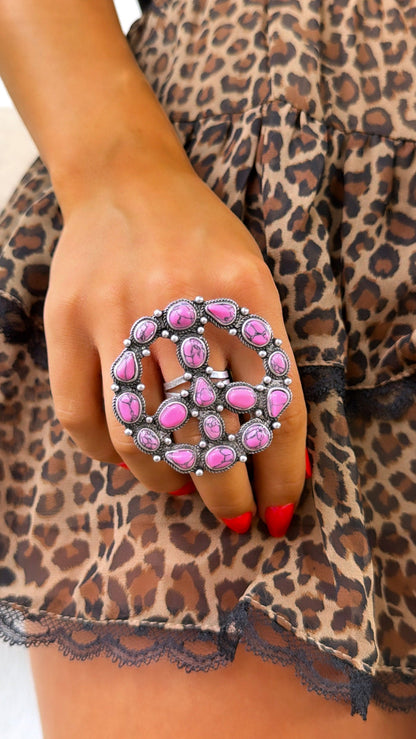 Peace Sign Ring, Hot Pink