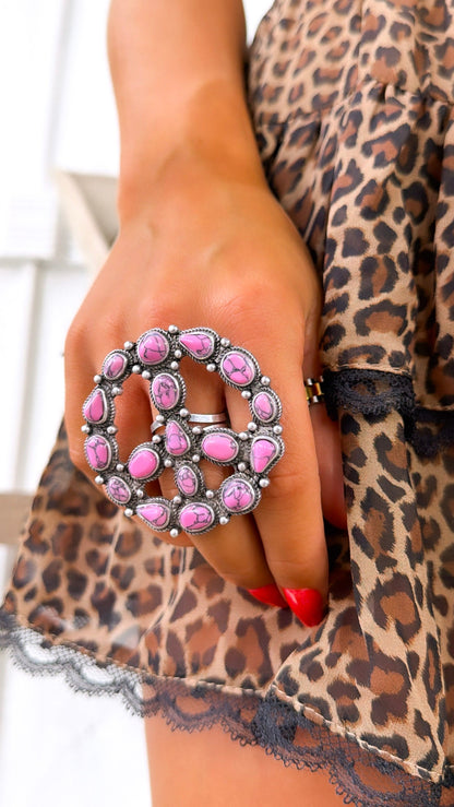 Peace Sign Ring, Hot Pink