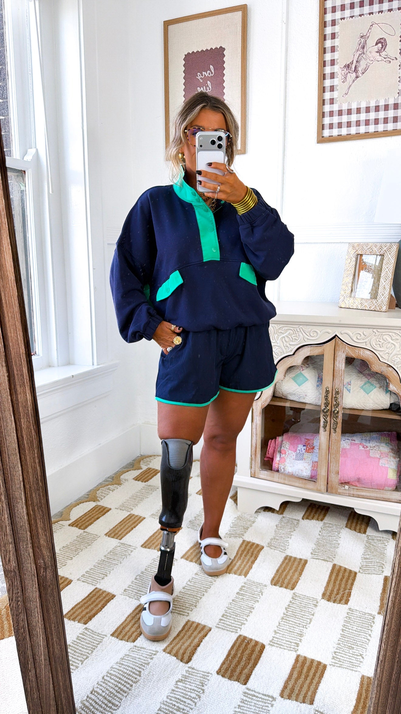 Relax Girl Short & Top Set, Navy/Mint