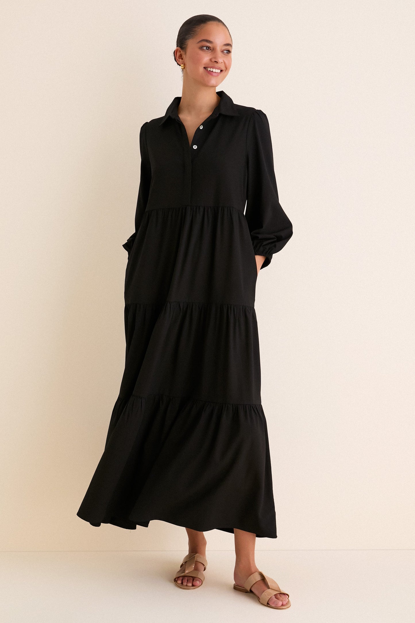 Black Crepe Mabel Maxi Dress