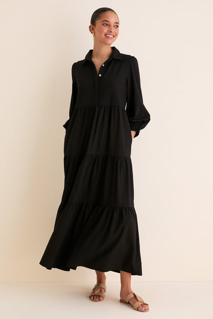 Black Crepe Mabel Maxi Dress