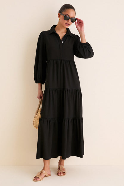 Black Crepe Mabel Maxi Dress