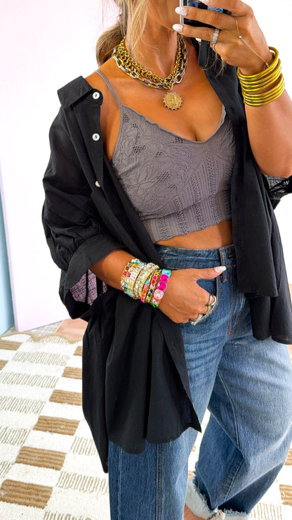 Relaxed Button Up, Black