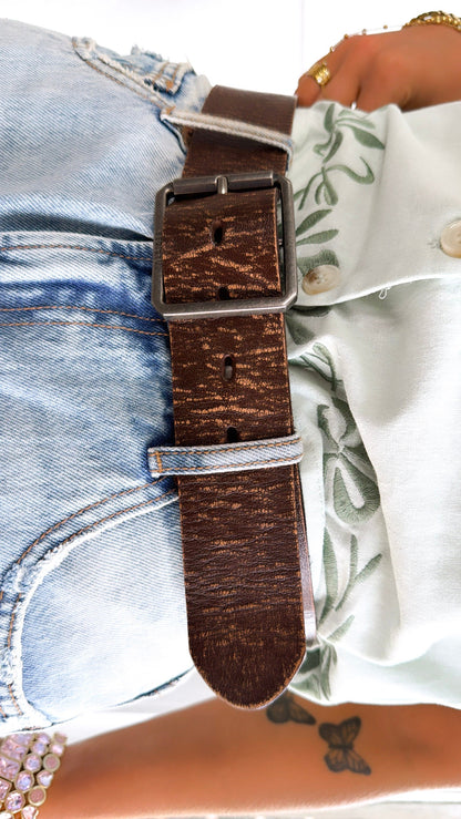 Hobo Leather Belt, Brown Abrasive