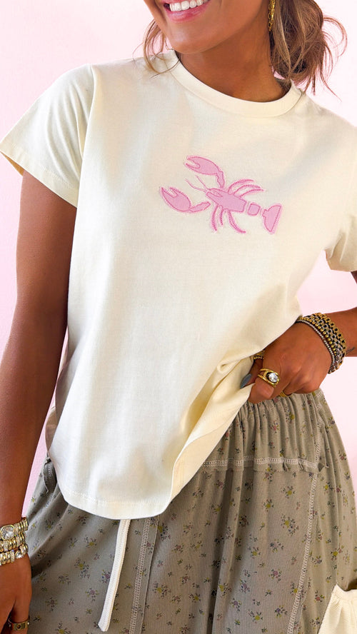 Beachy Patch Tee, Butter/Pink