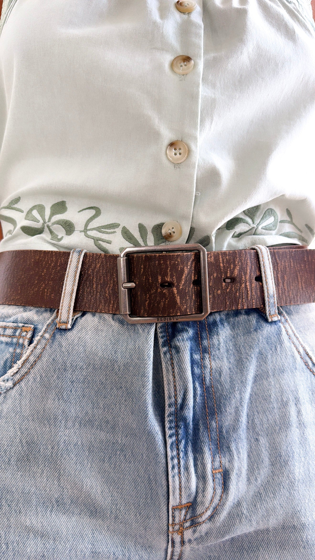 Hobo Leather Belt, Brown Abrasive