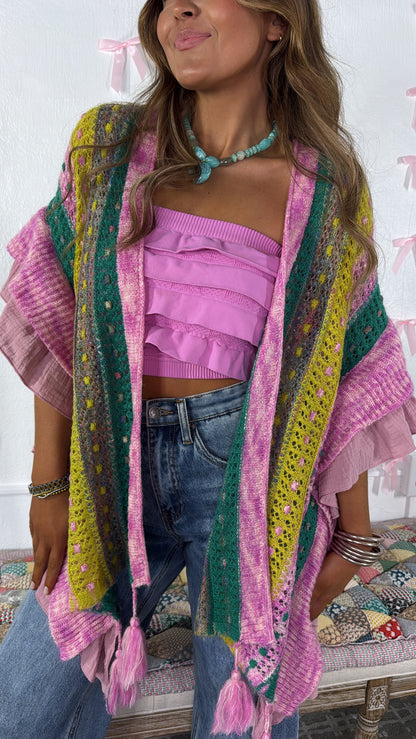 Layered Ruffled Tube Top, Crocus Pink