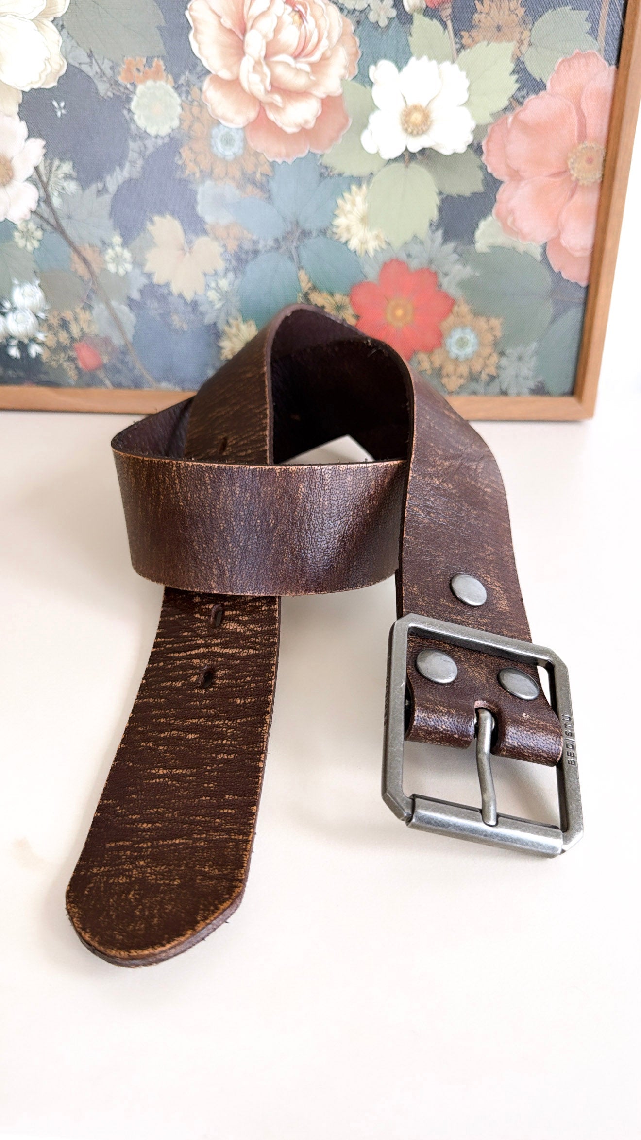 Hobo Leather Belt, Brown Abrasive