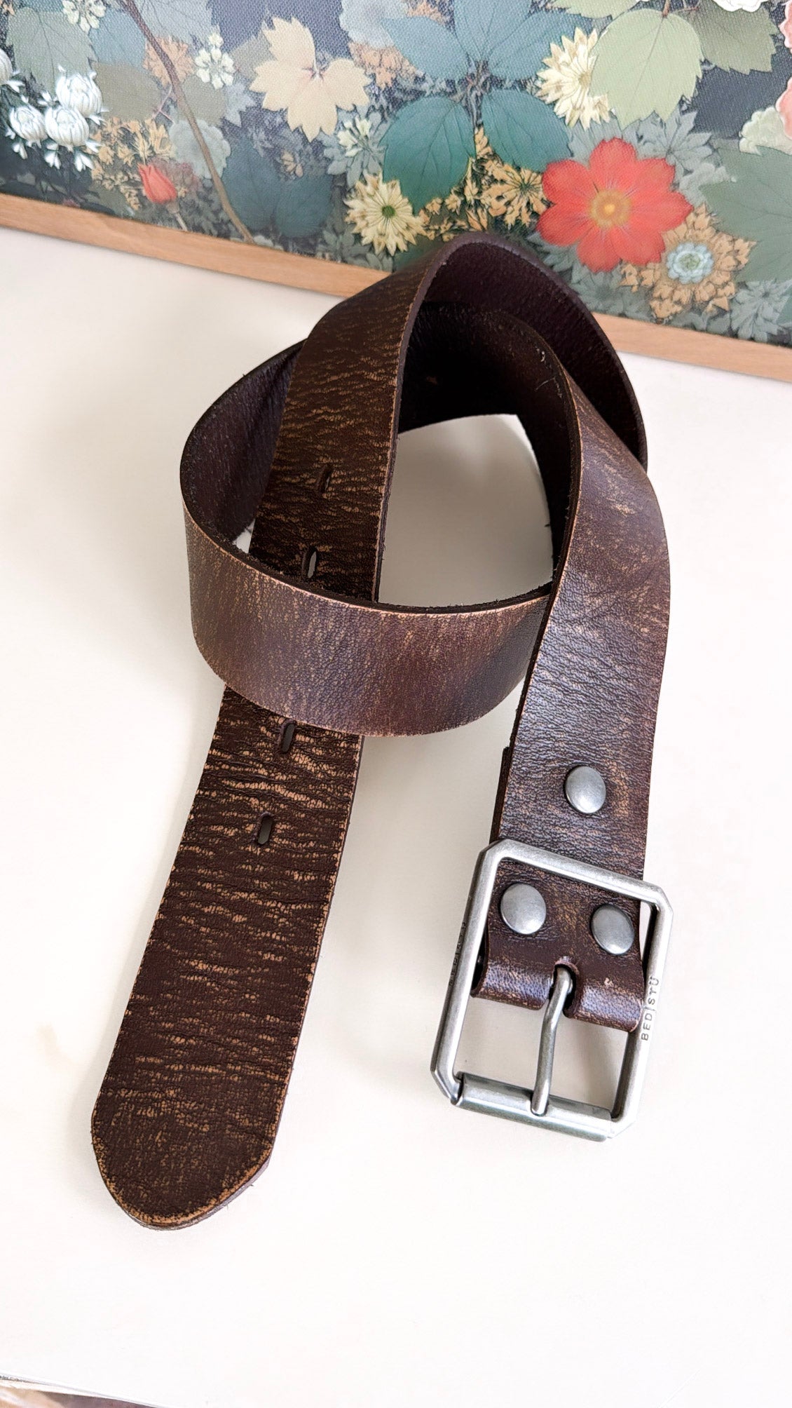 Hobo Leather Belt, Brown Abrasive