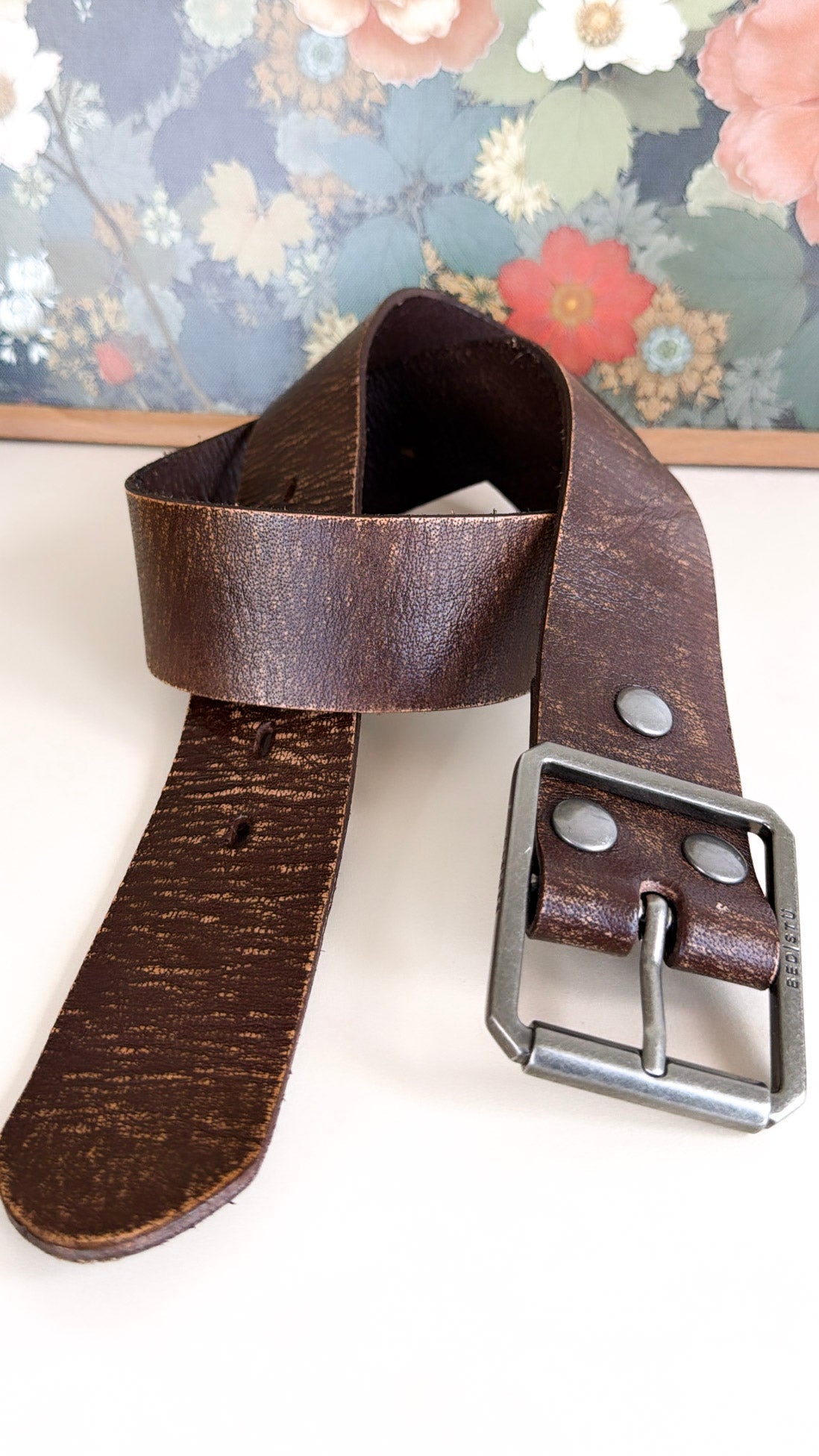 Hobo Leather Belt, Brown Abrasive