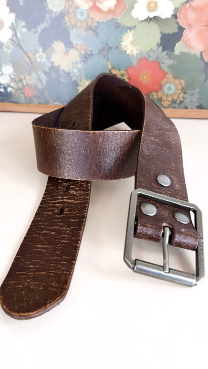 Hobo Leather Belt, Brown Abrasive
