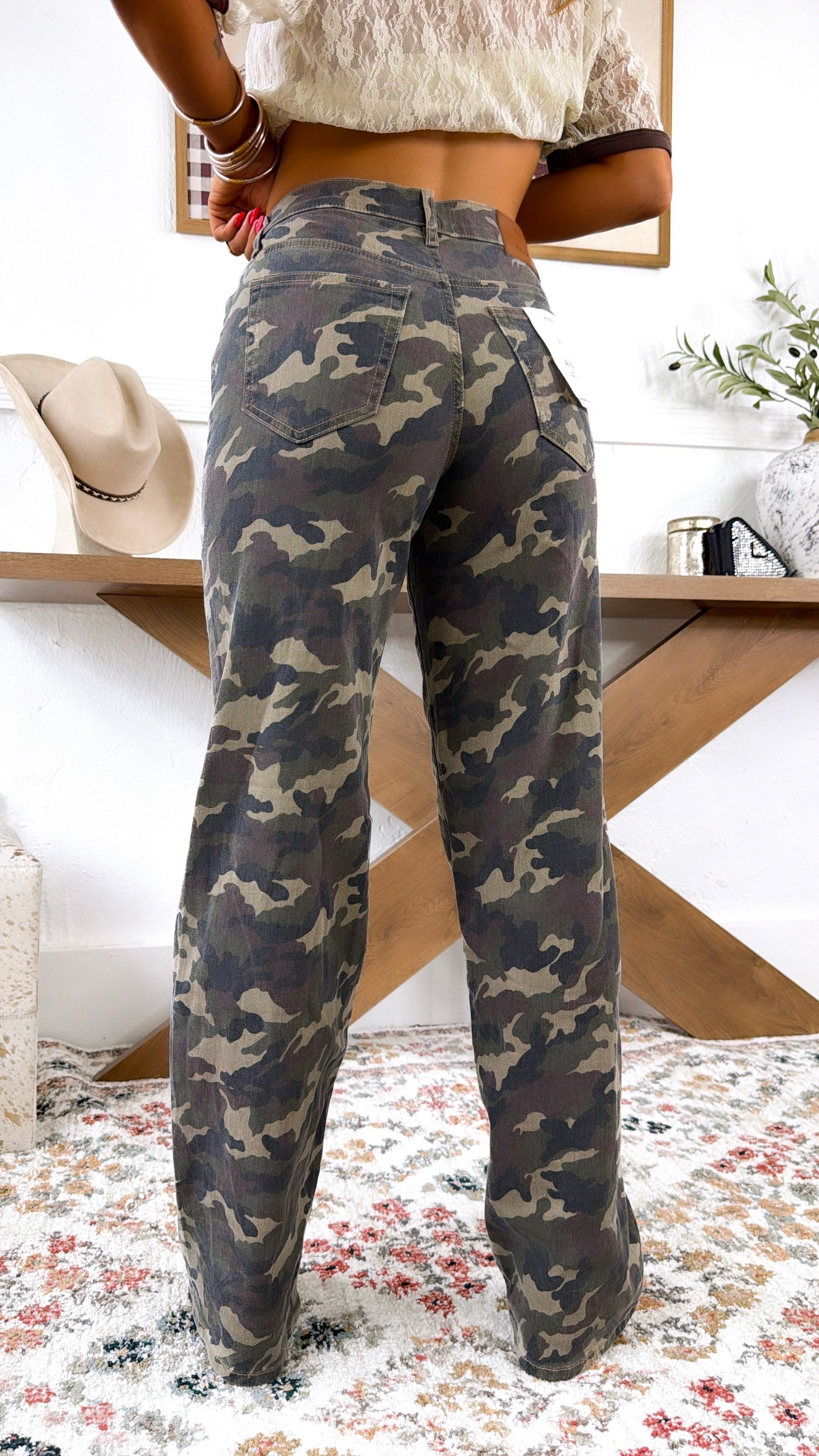 HIDDEN: Rebel Terrain Wide Leg Camo Jeans