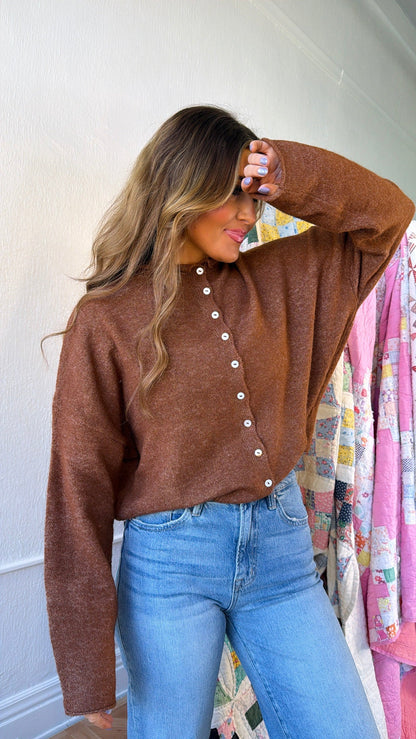 Penelope Knit Cardigan, Brown