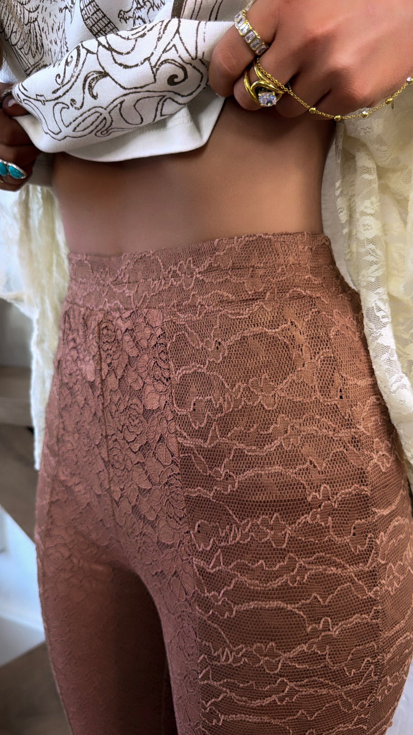 Easy Flow Lace Pant, Chestnut