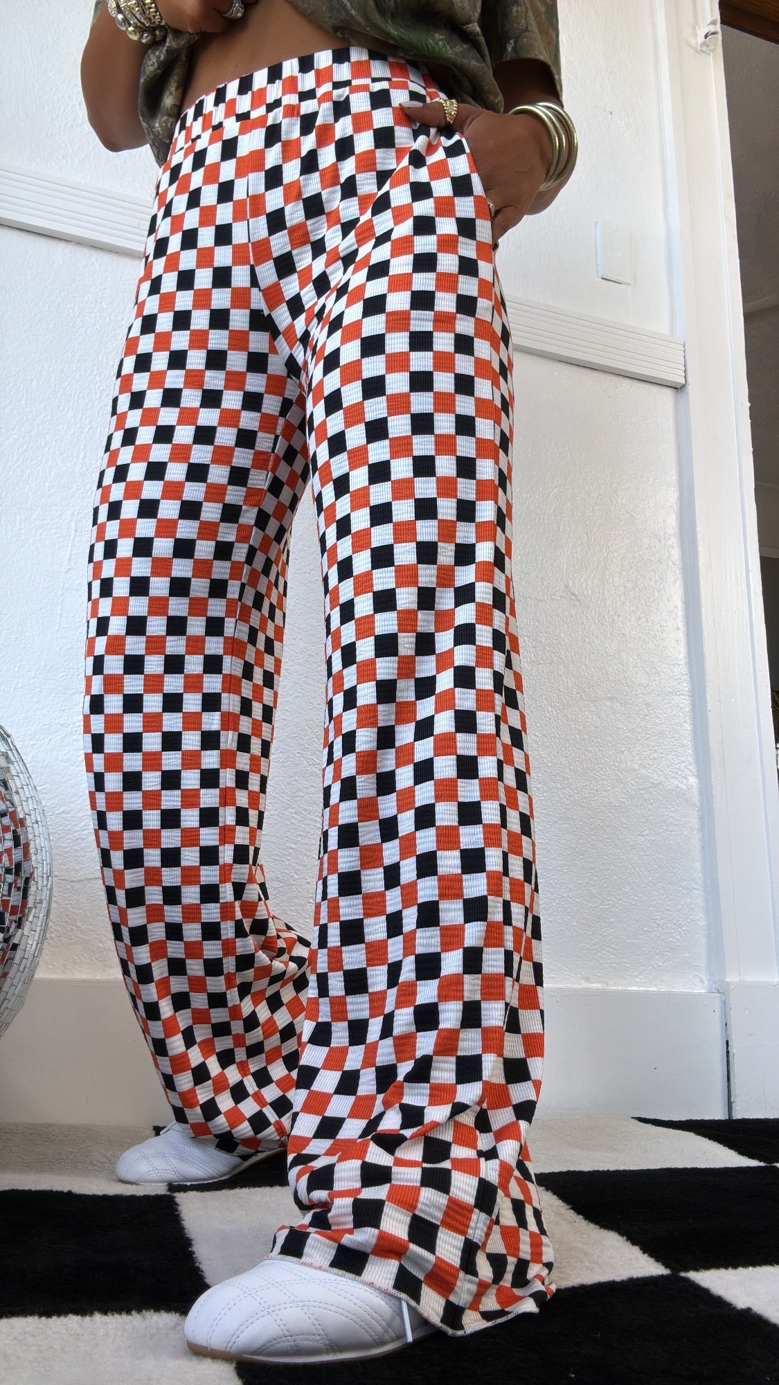 ECB Exclusive : Kickin' It Checkered Pant, Orange/Black