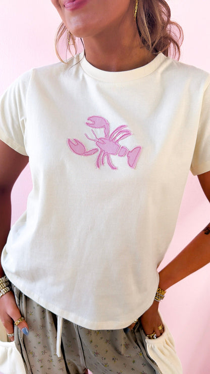 Beachy Patch Tee, Butter/Pink