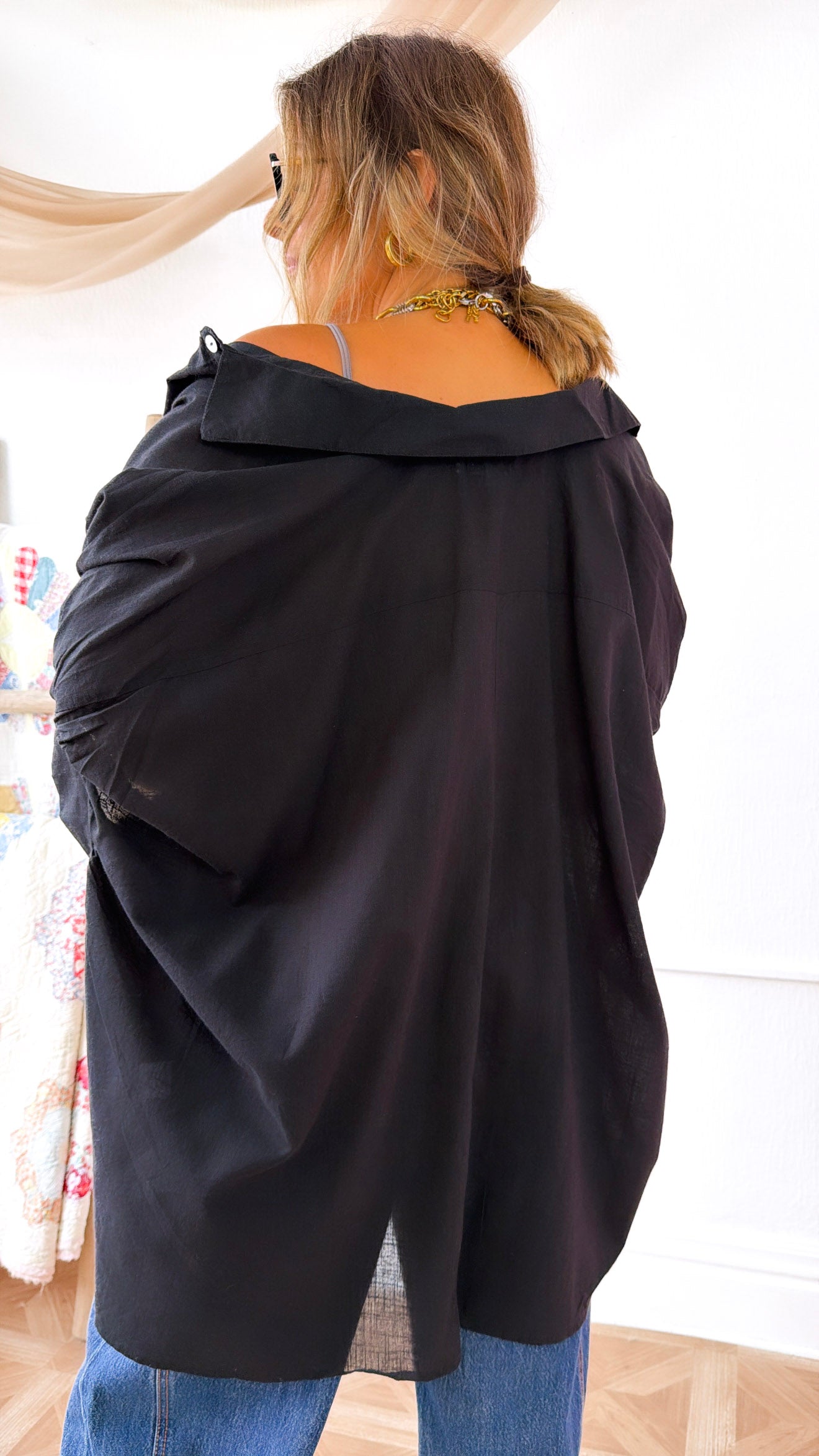 Relaxed Button Up, Black