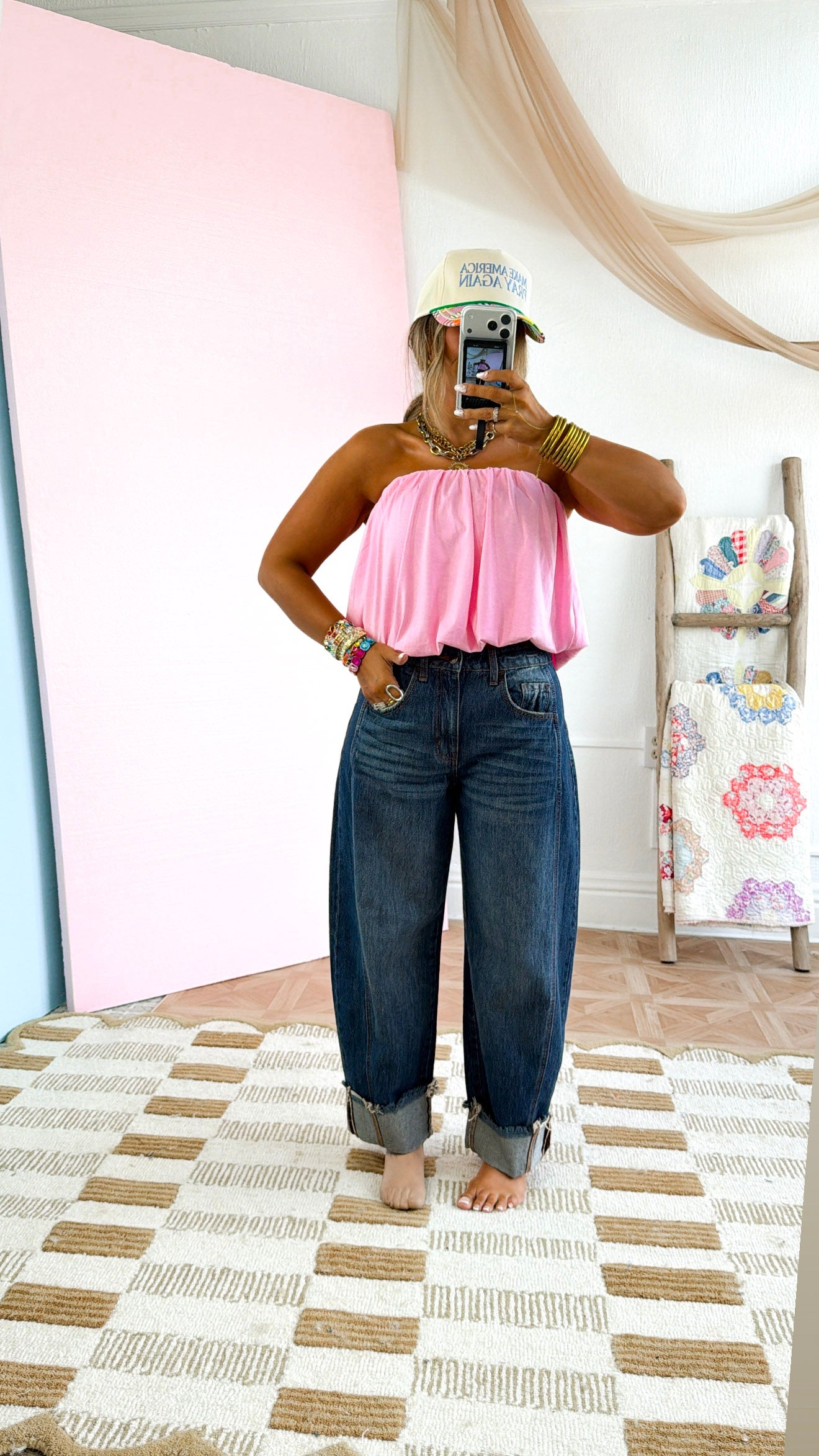 Ocean Mists Bubble Tube Top, Hibiscus