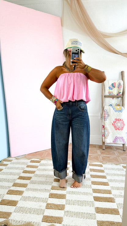 Ocean Mists Bubble Tube Top, Hibiscus