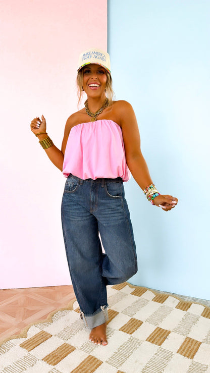 Ocean Mists Bubble Tube Top, Hibiscus