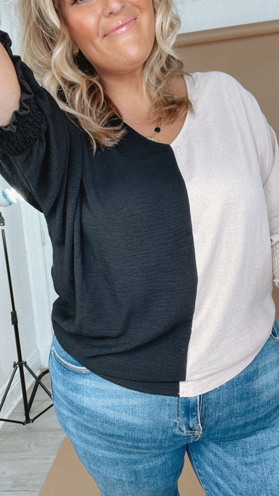 Next Level Blouse, Black/Cocoa