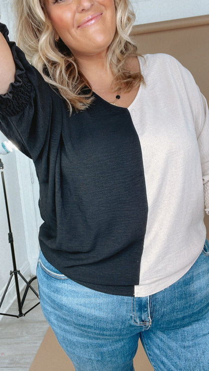Next Level Blouse, Black/Cocoa
