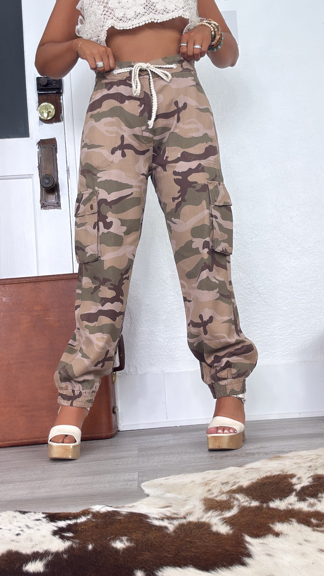 Have Your Attention Beige Camo Jogger