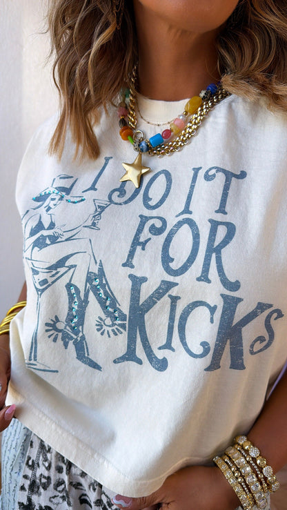 I Do It For Kicks Muscle Tank, Cream