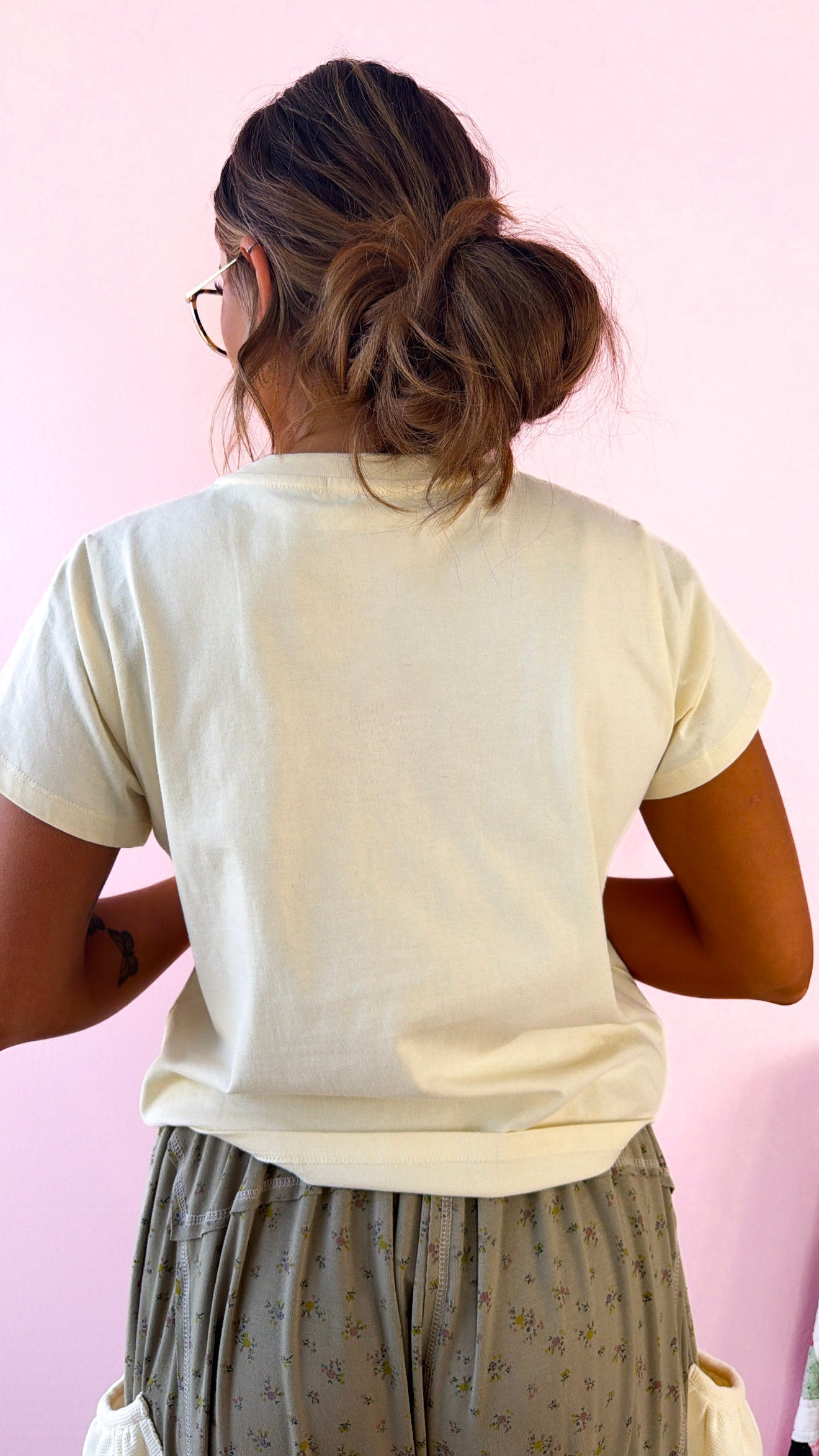 Beachy Patch Tee, Butter/Pink