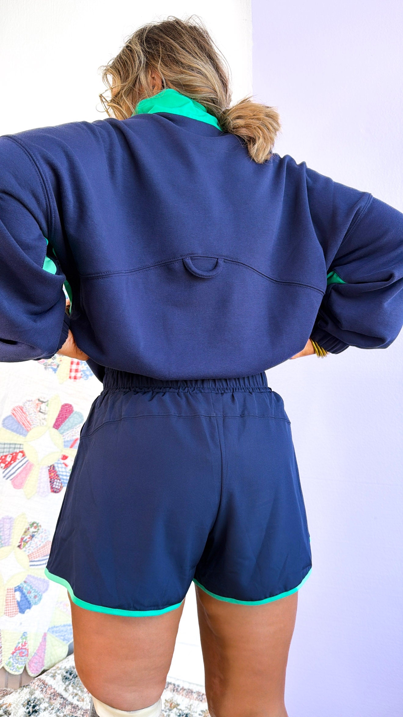 Relax Girl Short & Top Set, Navy/Mint