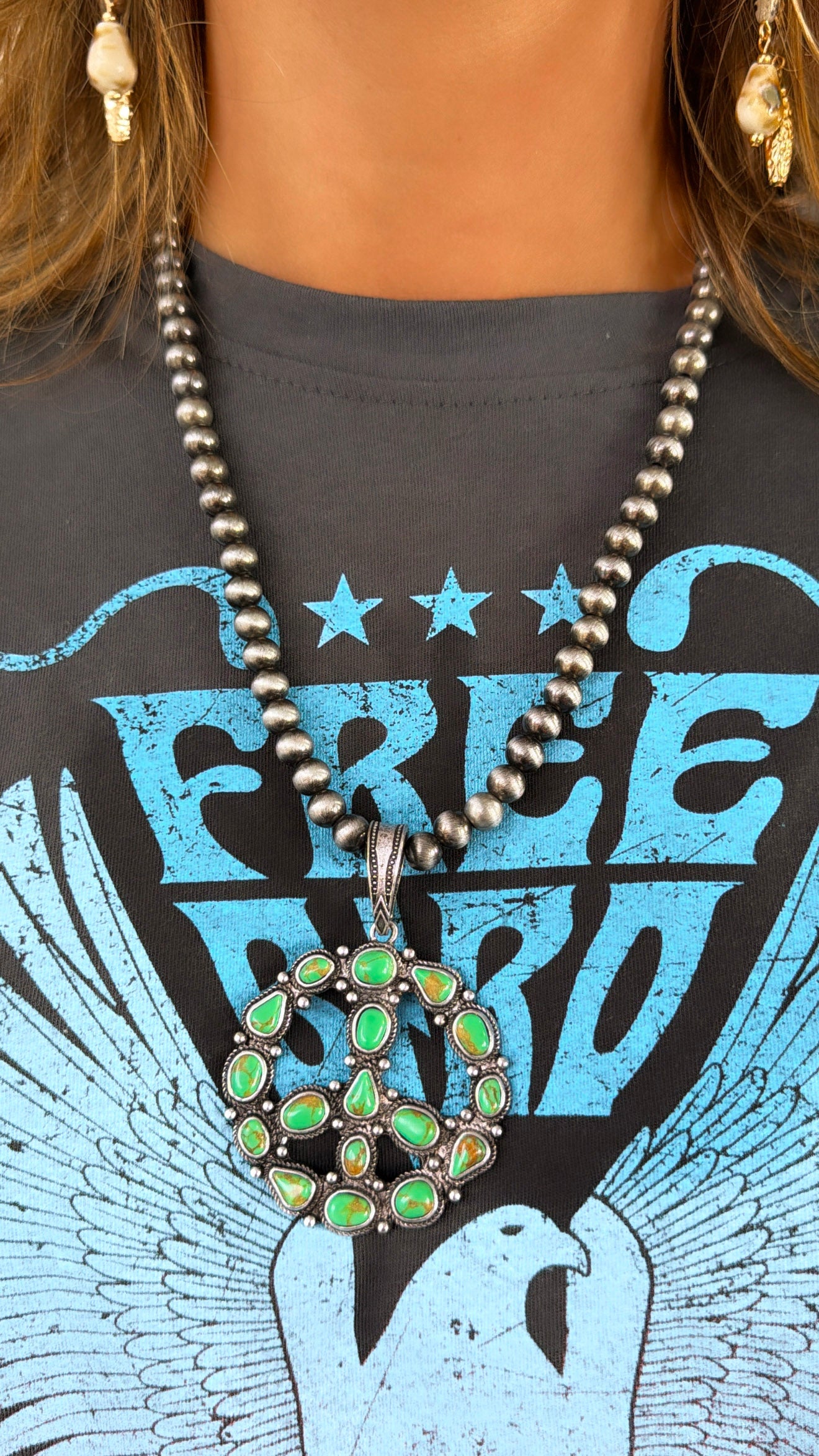 Beaded Pearl Turquoise Necklace