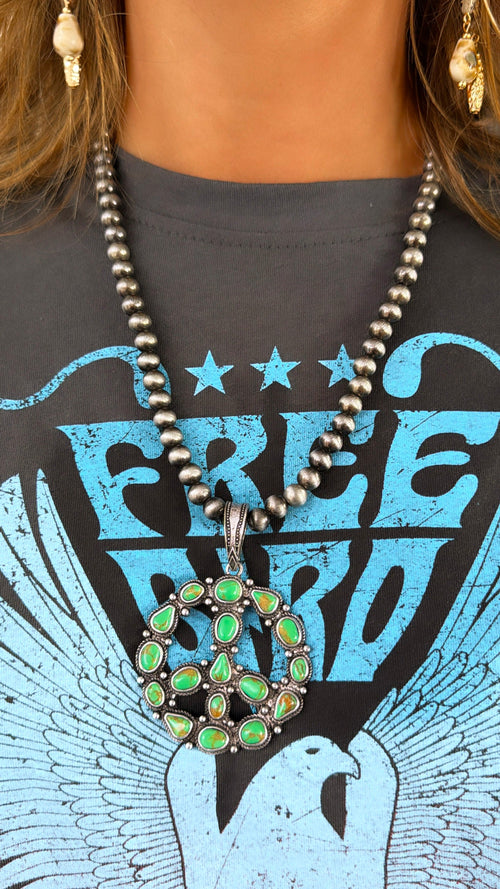 Beaded Pearl Turquoise Necklace