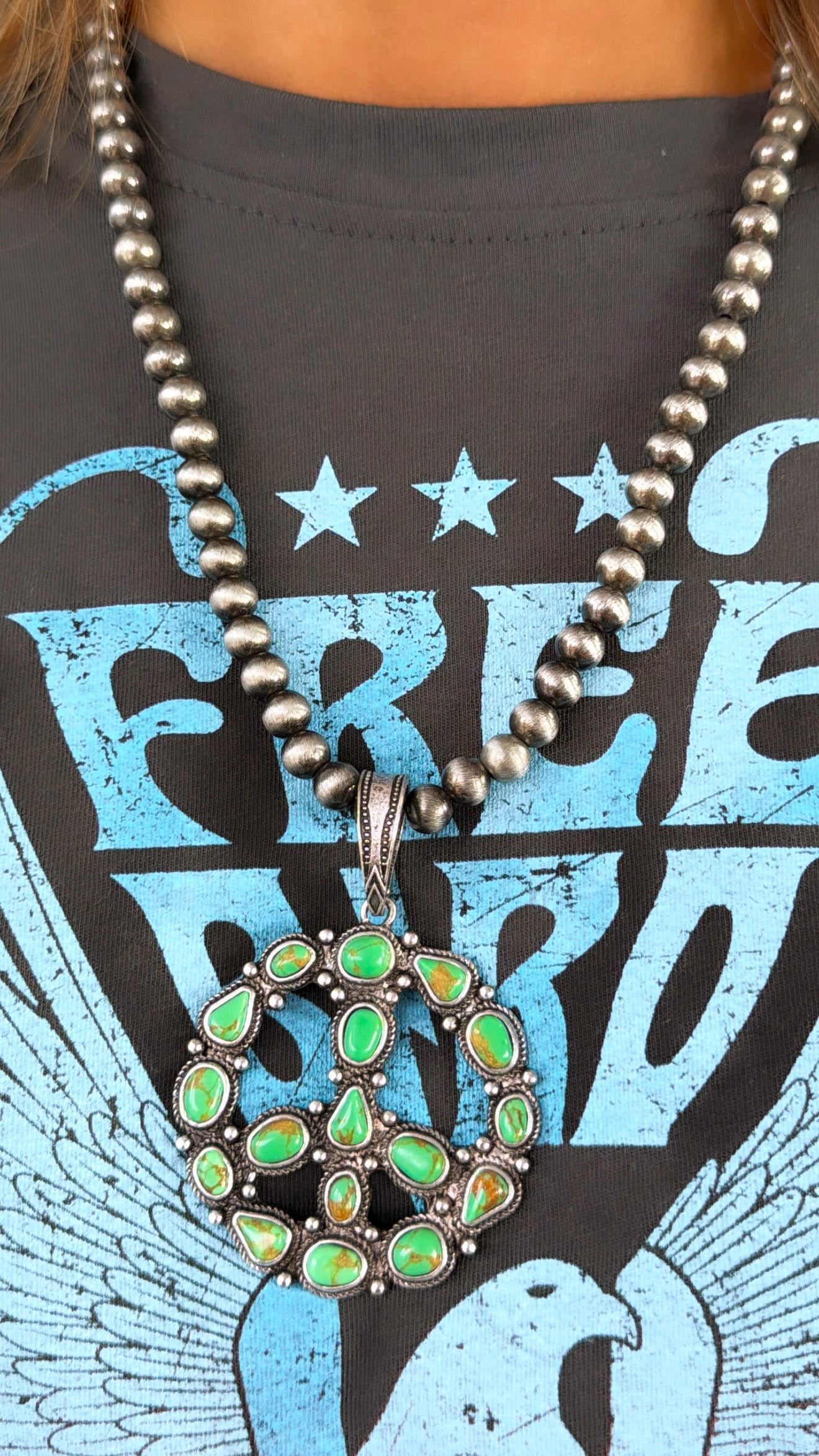 Beaded Pearl Turquoise Necklace