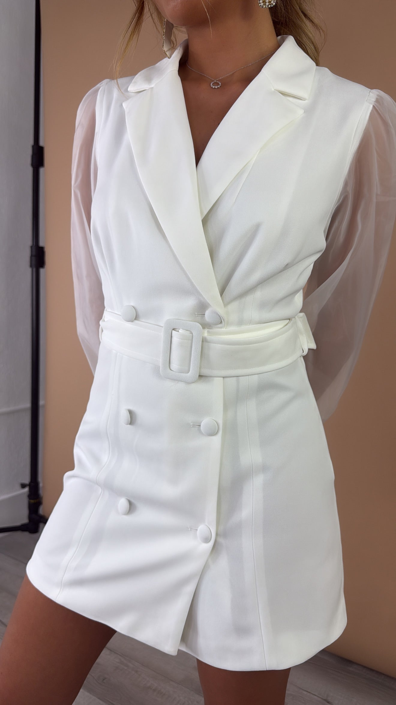 Let's Meet Up Blazer Dress, White