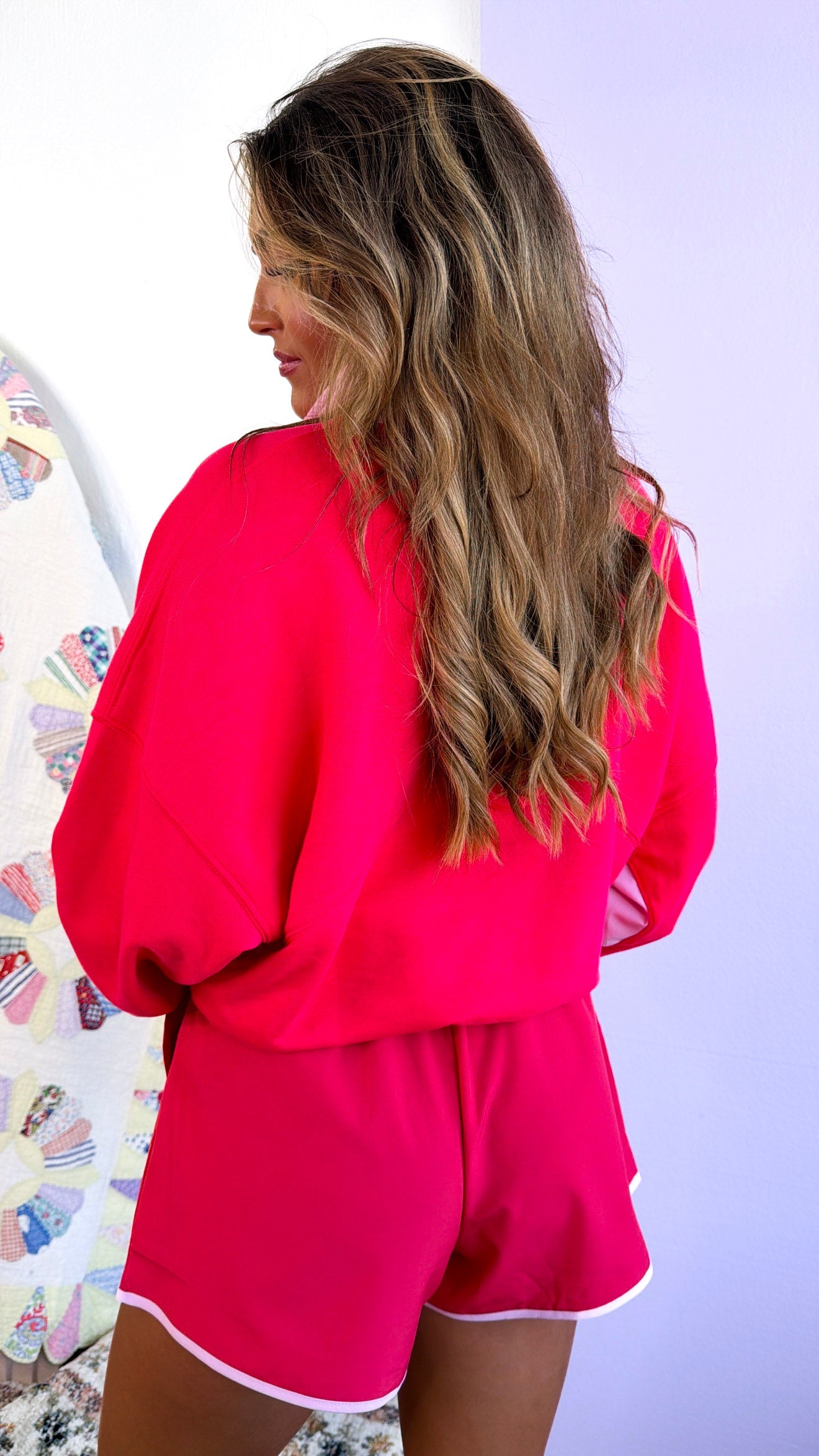 Relax Girl Short & Top Set, Candy Red/ Pale Pink