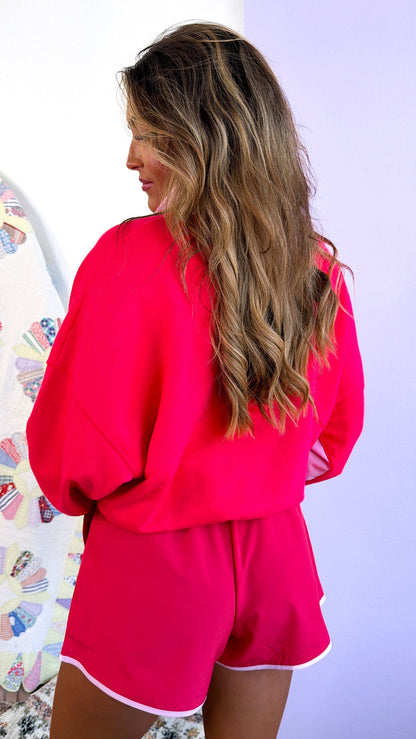Relax Girl Short & Top Set, Candy Red/ Pale Pink