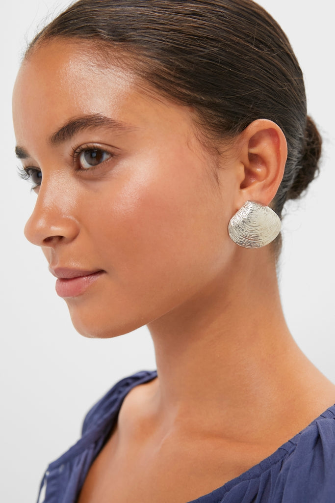 Antique Silver Clam Shell Earrings