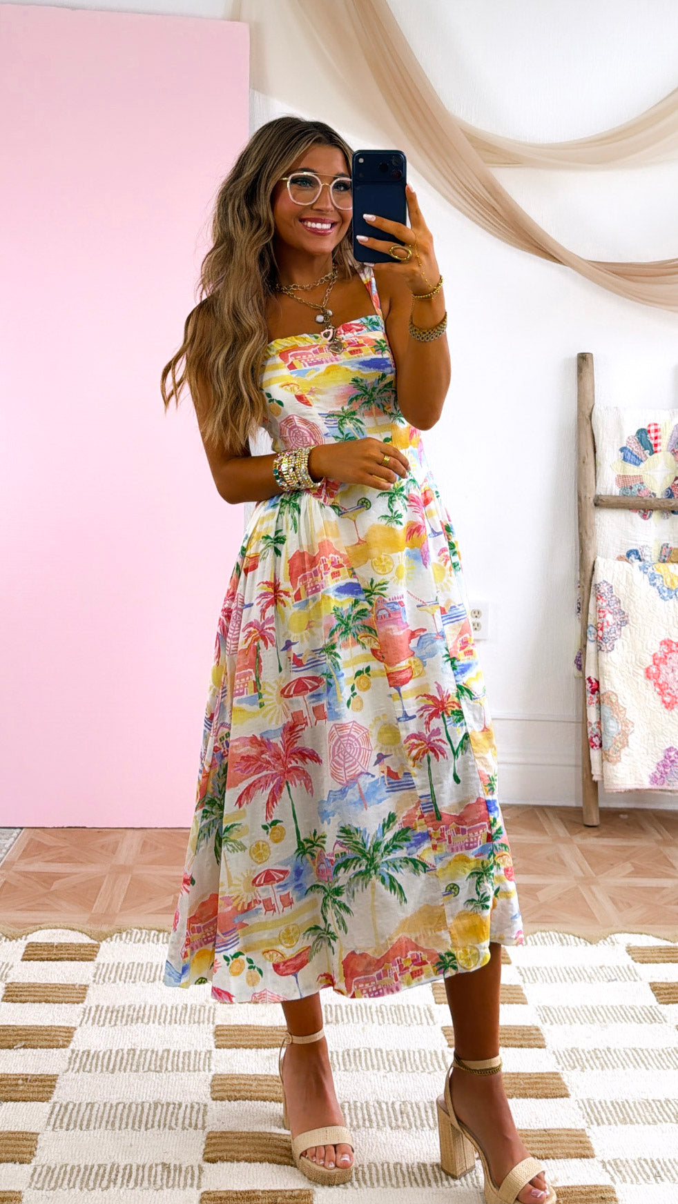 Coastal Vibes Midi Dress, Cream