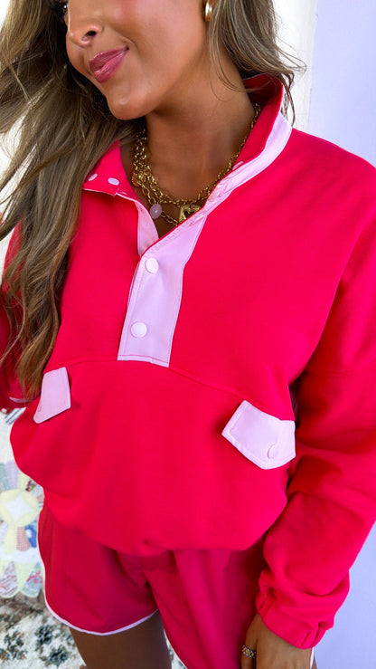 Relax Girl Short & Top Set, Candy Red/ Pale Pink
