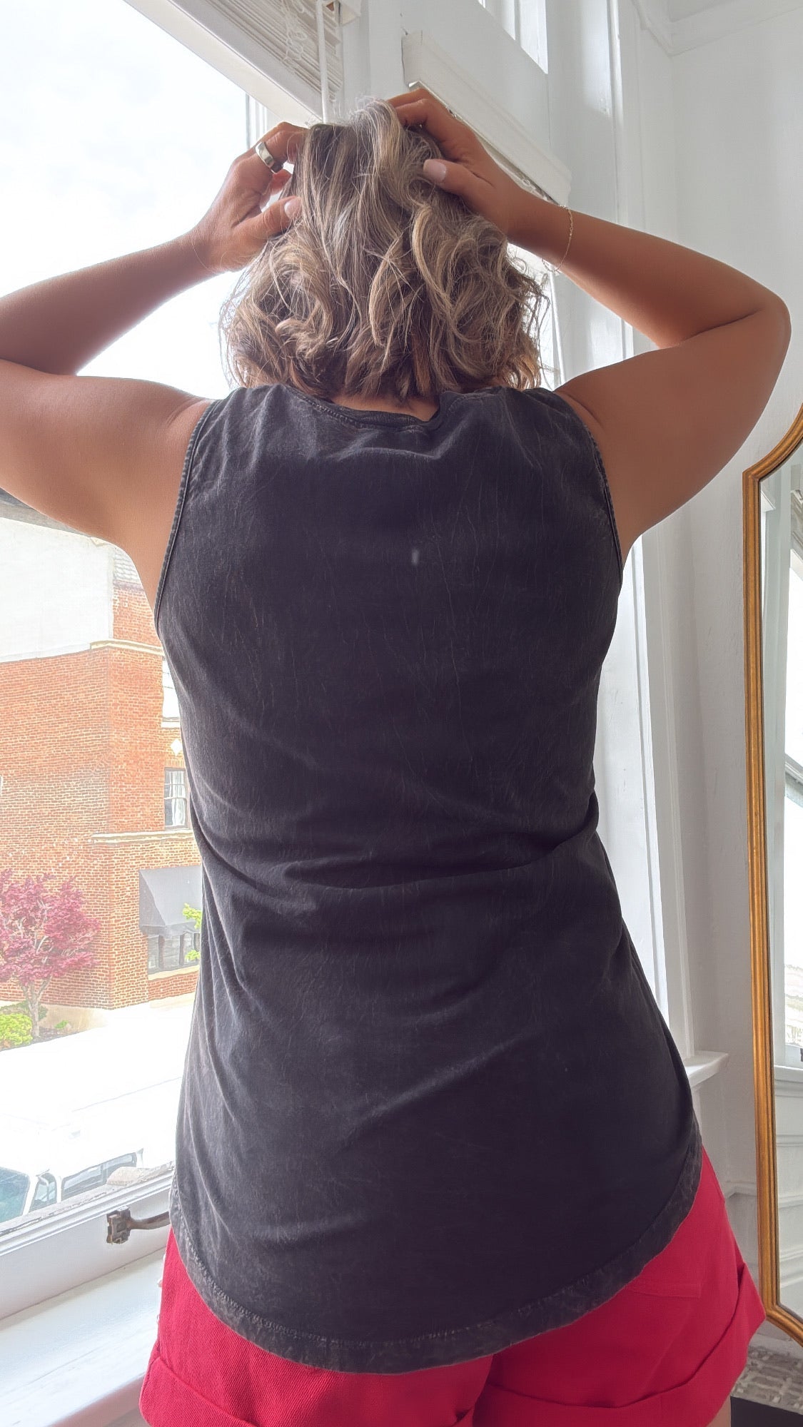Baseball Mom Graphic Tank, Black/Red